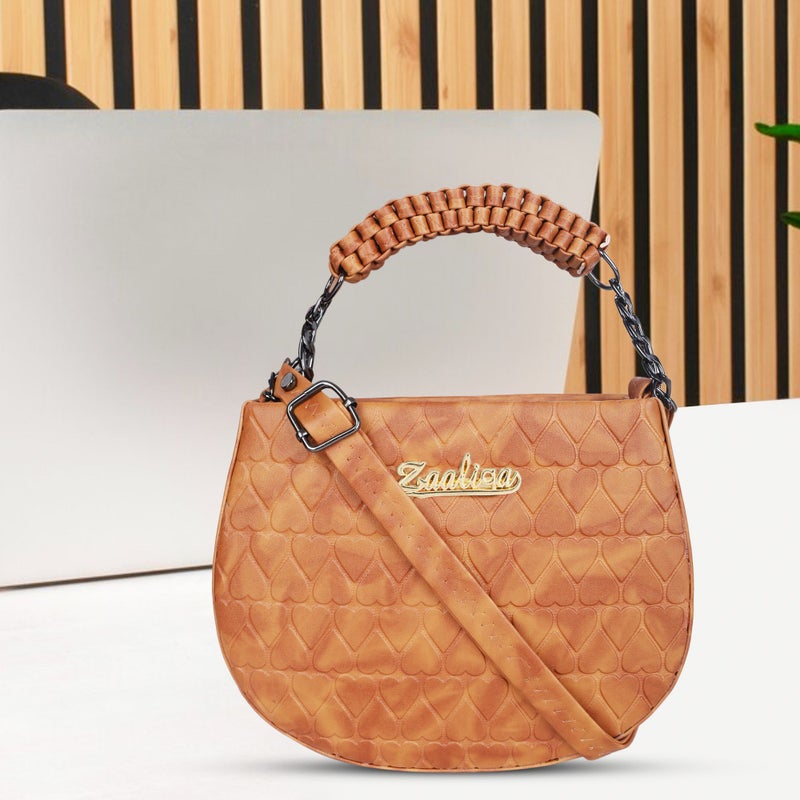 Osman Stylish Tan Heart Design Sling Bag for Girls - Image 1